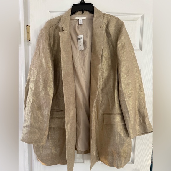 NEW Chico's Shimmer Gold Blazer Jacket